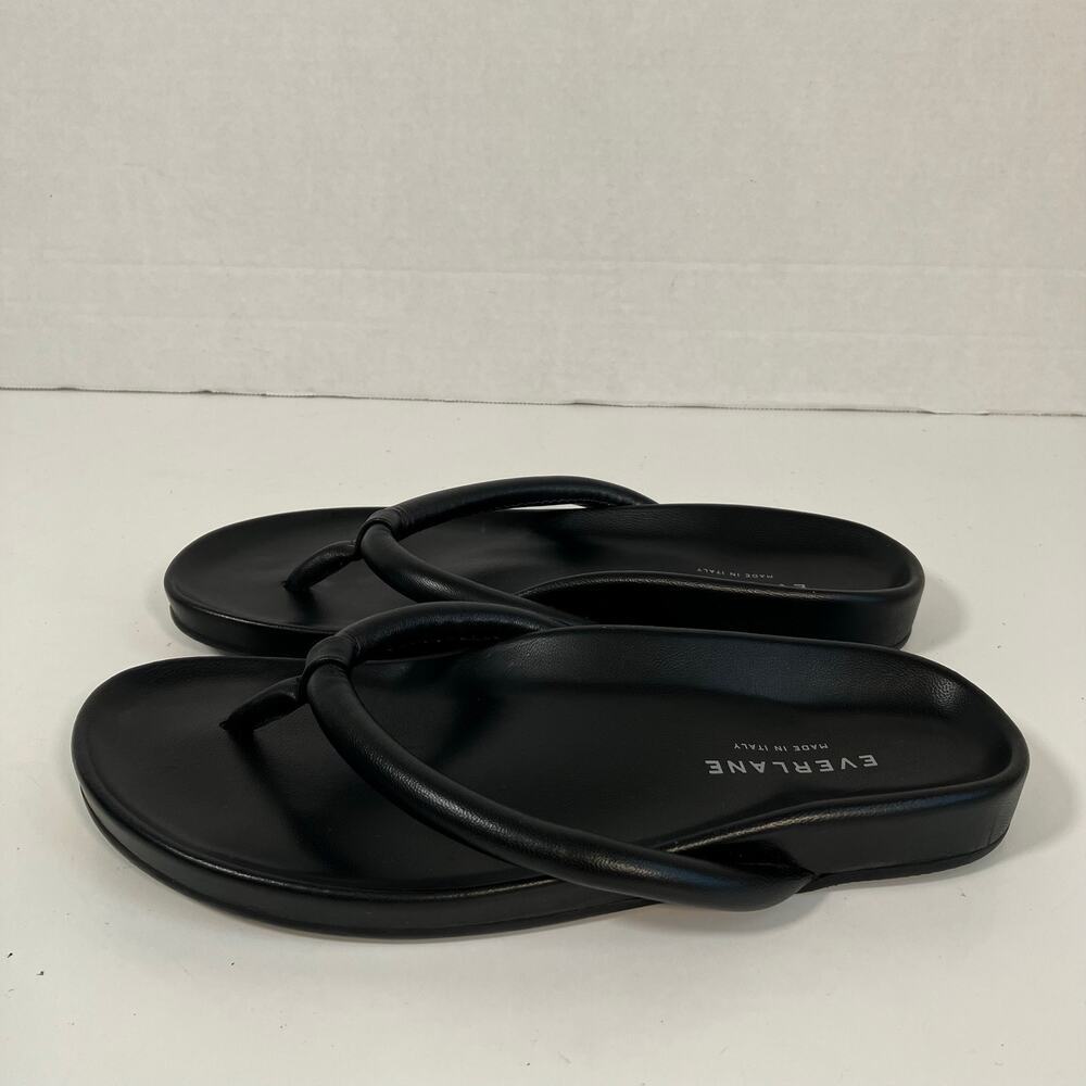 Everlane The Form Thong Sandals Black Italian Nappa Leather Womens Sz 6 NWOT - Picture 2 of 15